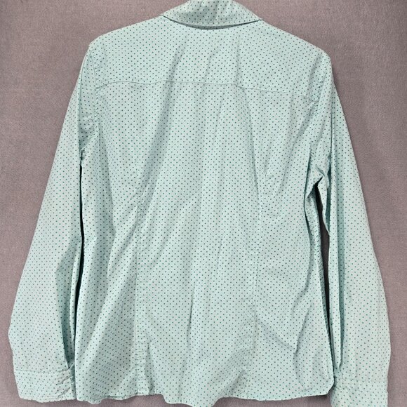 Tribal Women's Long Sleeve Button Up Dress Blouse, Teal Polka Dot, Size 14/Large - Picture 4 of 6